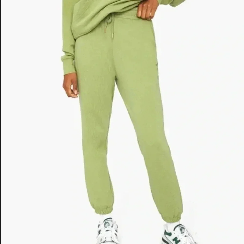 WEWOREWHAT Women's Medium Sweatpants Joggers Sage Green 100% Cotton Drawstring M